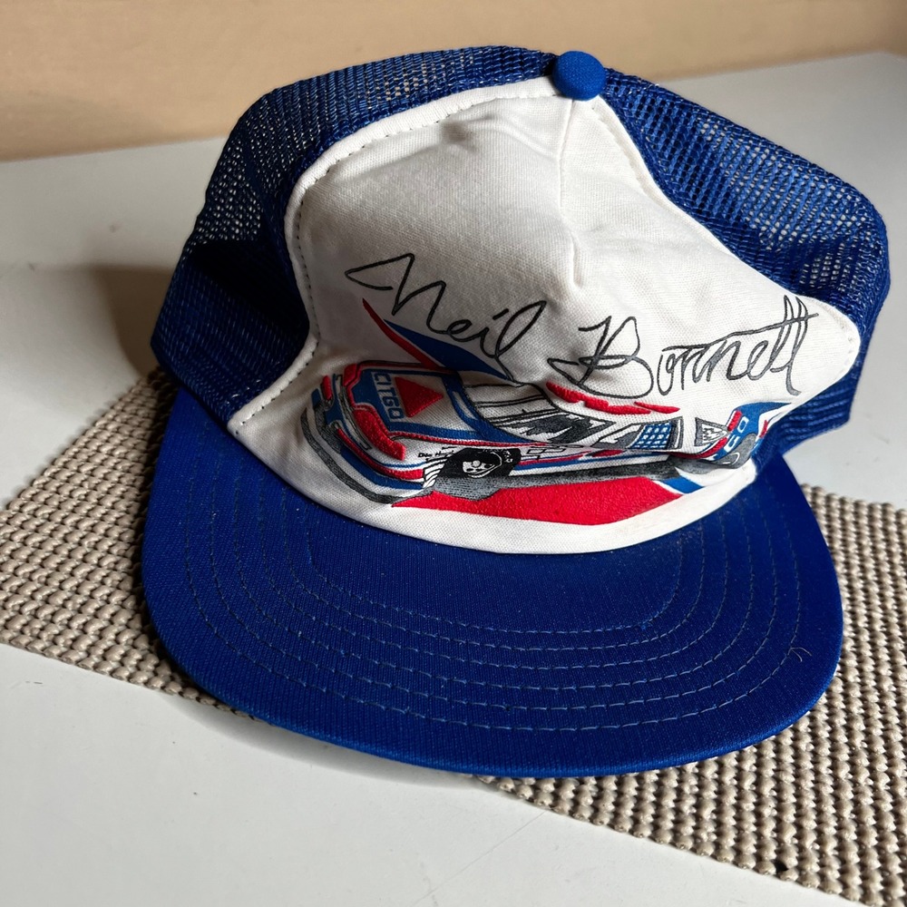 Vintage Neil Bonnett Citgo Racing Trucker Hat Blue Mesh Snapback Made in USA
